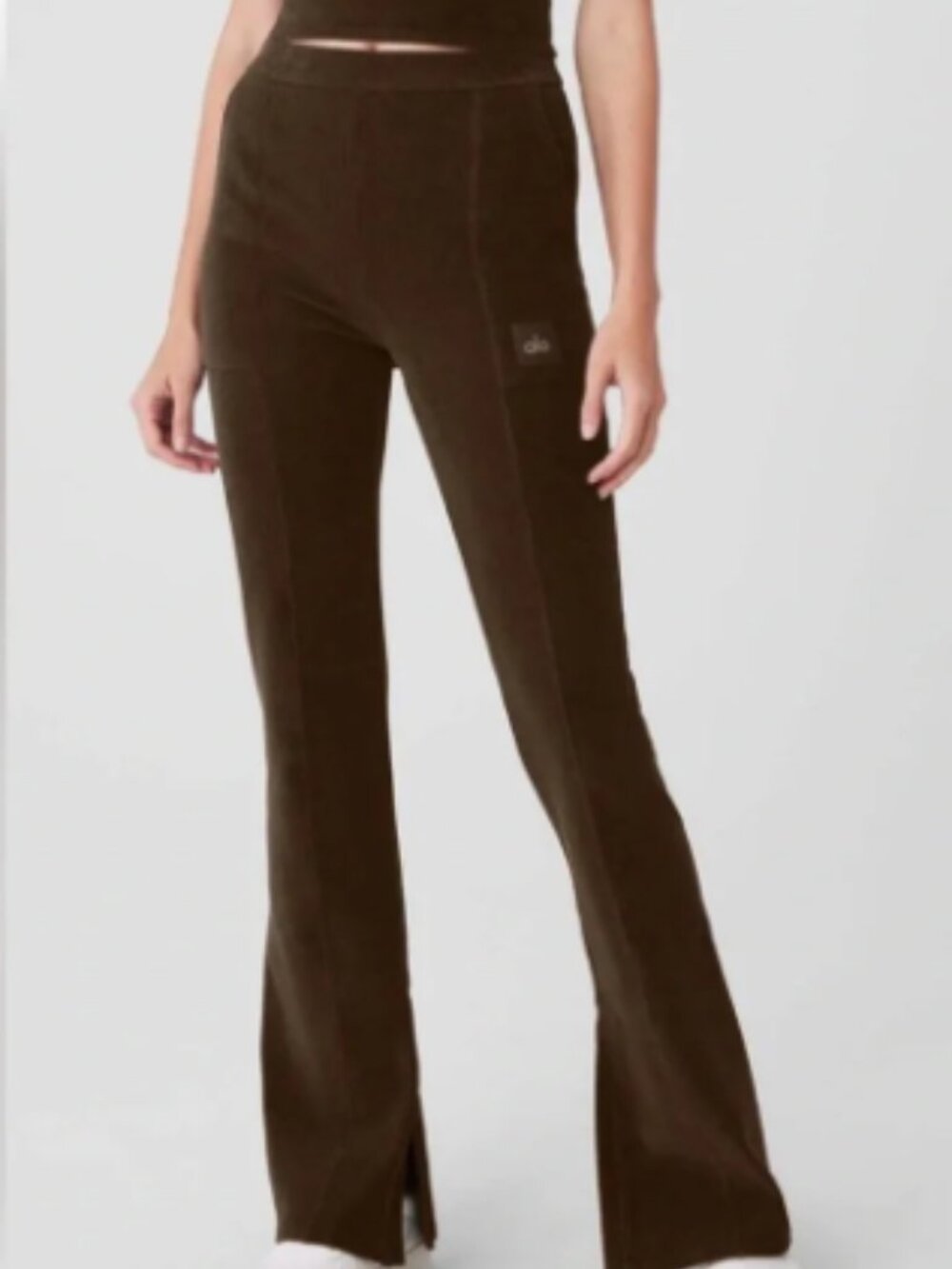 Alo Micro Corduroy High-Waist Winter Break Flare Pant - Espresso